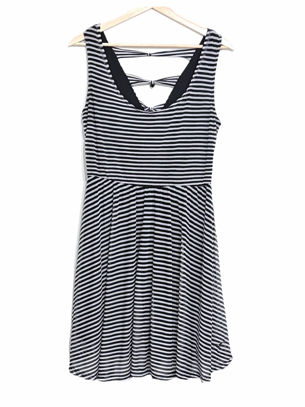 Hot Topic Tank Dress with Back Tie Detail in Black & White Juniors Large *Flawed